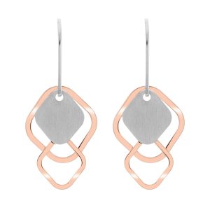 Orphelia ‘Inez’ WoMens 925 Sterling Silver Drop Earrings – Silver/Rose ZO-7391 – Silver & Rose Gold – One Size