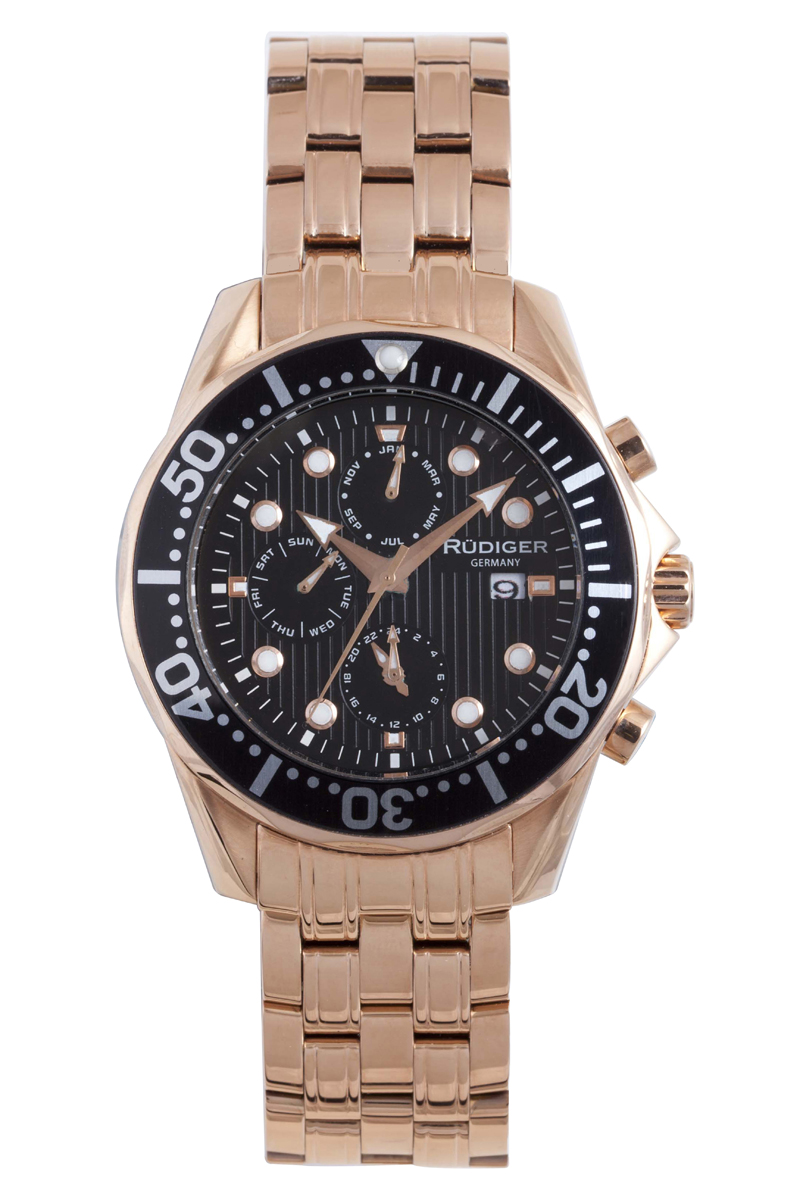 Rudiger : mens chemnitz black watch - Gold Stainless Steel - One Size