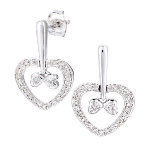 Diamant L’Eternel Womens 9ct White Gold Diamond Heart Charm Earrings – One Size