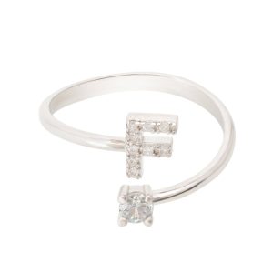 Latelita Womens Initial Ring Silver F Sterling Silver – One Size