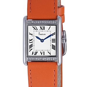 Freelook Womens : LADIES QA WHITE DIAL ROMAN NUMERALS ORANGE BAND WATCH Leather – One Size