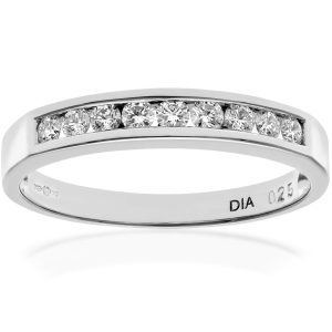 Diamant L’Eternel Womens 18ct White Gold Certified Quarter Carat IJ/I Diamond Channel Set Half Eternity Ring – Size M