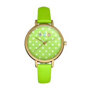 Crayo Unisex Dot Strap Watch – Green Stainless Steel – One Size