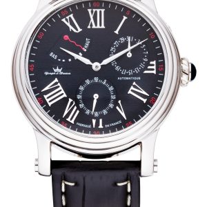 Yonger Mens Black Dial Silver Case Watch Crocodile – One Size