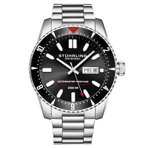 Stührling Mens Swiss Automatic Datemaster Heritage 1004 44mm Watch – Silver – One Size