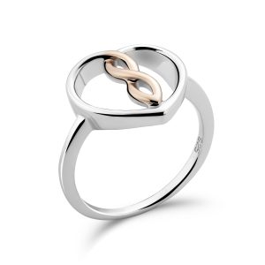 Orphelia WoMens 925 Sterling Silver Ring – Silver/Rose ZR-7475 – Silver & Rose Gold – Size N