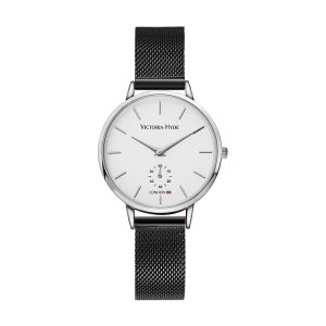 Victoria Hyde London Womens Watch Metropolitan Time Mesh in Black White Stainless Steel – One Size
