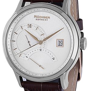 Rudiger : aachen Mens silver watch.. – Brown Leather – One Size