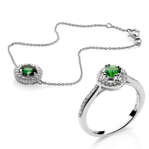 Orphelia ‘Kaia’ WoMens 925 Sterling Silver Set: Bracelet + Ring – SET-7477/EM – Size K
