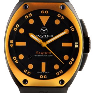 Avio Milano : mens super black watch Rubber – One Size