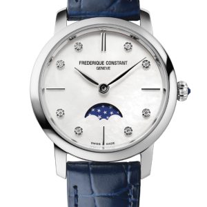 Frederique Constant Frédérique Slimline Moonphase WoMens Blue Watch FC-206MPWD1S6 Leather (archived) – One Size