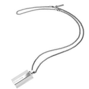 Police Mens : “ENERGY” Pendant – Silver Leather – One Size