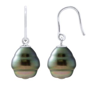 Diadema Womens – Earrings  Silver and Real Tahitian Pearls – Natural – One Size