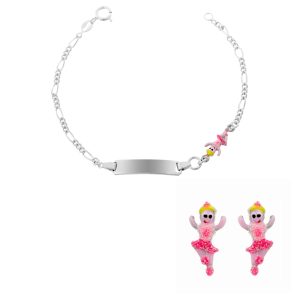 Orphelia Childrens Unisex ‘Oviva’ Child’s 925 Sterling Silver Set: Bracelet + Earrings – SET-7137 – One Size