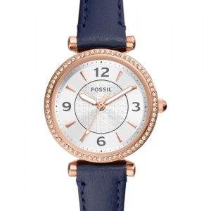 Fossil Carlie WoMens Blue Watch ES5295 Leather (archived) – One Size