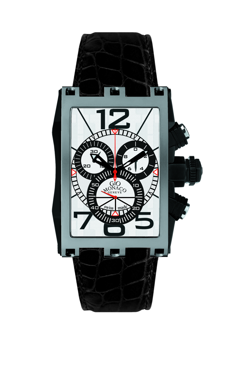 Gio Monaco : Mens Mac V Silver Watch - Black - One Size