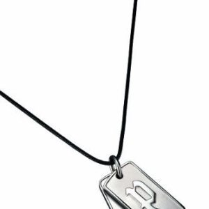 Police Mens : “Double Action” Pendant – Silver Leather – One Size