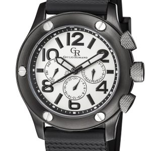Giulio Romano : mens piemonte silver watch – Black – One Size