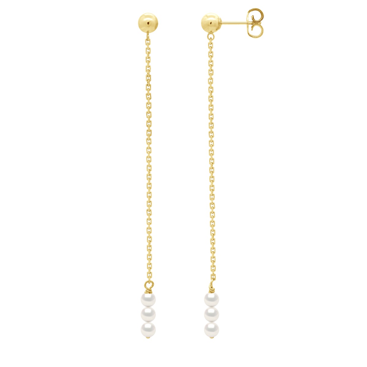 Ateliers Saint Germain Womens Earrings Trio - 3 Real Cultured Freshwater Pearls Round 4-5 mm - White Gold - One Size