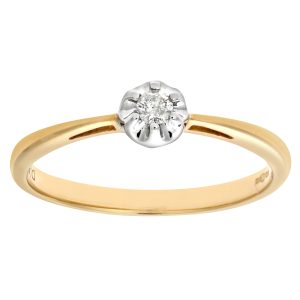 Diamant L’Eternel Womens Ladies 9ct Yellow Gold Illusion set Diamond Solitare Ring – Size N