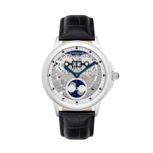Thomas Earnshaw Mens Alfred Waterhouse Grand Date Moon Phase Automatic Watch – Silver Leather (archived) – One Size
