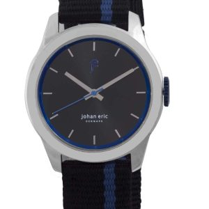 Johan Eric Mens Black Leather Watch Canvas – One Size