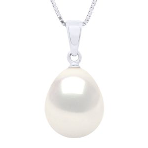 Ateliers Saint Germain Womens Beaded Pendant Solid Articulated in White Gold 750 and Real Cultured Freshwater Pearl Pear 10-11 mm – One Size