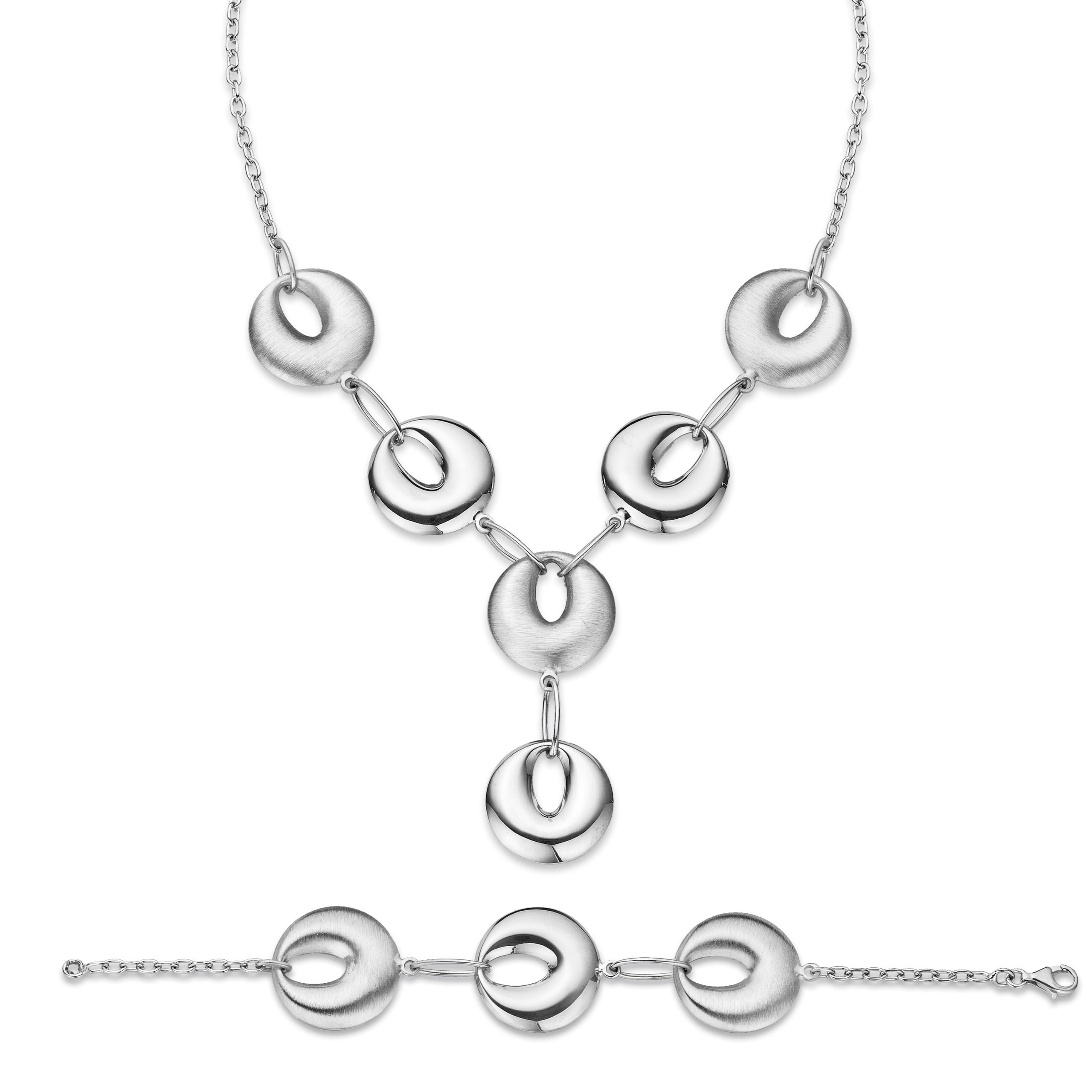 Orphelia WoMens 925 Sterling Silver Set: Chain + Bracelet - SET-018 - One Size