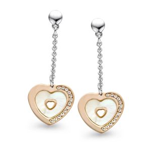Orphelia WoMens 925 Sterling Silver Drop Earrings – Silver/Rose ZO-5150 – Silver & Rose Gold – One Size