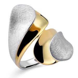 Orphelia WoMens 925 Sterling Silver Ring – Silver/Gold ZR-7508 – Silver & Gold – Size L