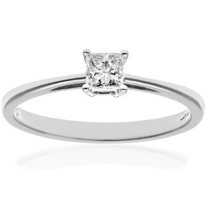 Diamant L’Eternel Womens 18ct White Gold 1/4 Carat Certified J/I Princess Cut Diamond Engagement Ring – Size N