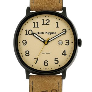 Hush Puppies : 1958 Mens Ivory Watch – Beige Leather – One Size