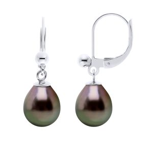 Diadema Womens – Earrings  Silver and Real Tahitian Pearls – Natural – One Size