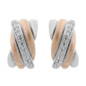 Orphelia ‘Joline’ WoMens 925 Sterling Silver Stud Earrings – Silver/Rose ZO-7118 – Silver & Rose Gold – One Size