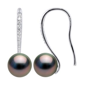 Diadema Womens – Earrings  Real Tahitian Pearls – Natural Silver – One Size