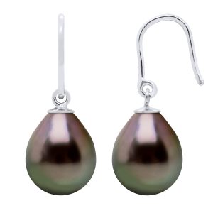 Diadema Womens – Earrings  Silver and Real Tahitian Pearls – Natural – One Size