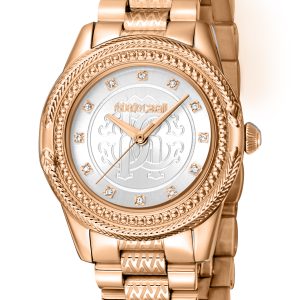 Roberto Cavalli Womens RC5L063M0075 Women Quartz Stainless Steel Silver 5 ATM 32 mm – Rose Gold – One Size