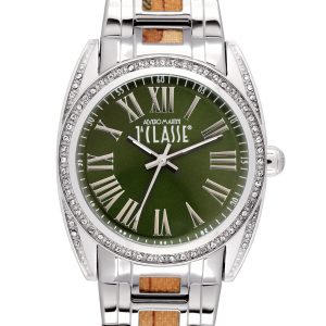 Prima Classe : Womens Green Watch – Silver – One Size