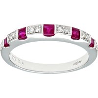 Diamant L'Eternel Womens Ladies 9ct White Gold Diamond and Ruby Eternity Ring - Size M - Image 2