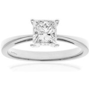 Diamant L’Eternel Womens 18ct White Gold 1 Carat Certified J/I Princess Cut Diamond Engagement Ring – Size L