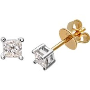 Diamant L’Eternel Womens 18ct Yellow Gold 1/4 Carat J/I Certified Princess Cut Diamond Stud Earrings – One Size