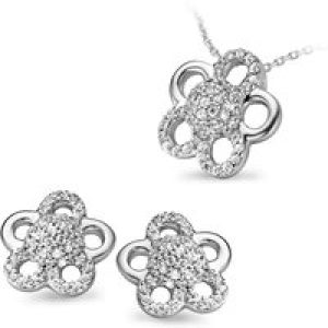 Orphelia WoMens 925 Sterling Silver Set: Chain-Pendant + Earrings – SET-5096 – One Size