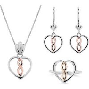 Orphelia ‘Delilah’ WoMens 925 Sterling Silver Set: Necklace + Earrings + Ring – Silver/Rose SET-7475 – Silver & Rose Gold – Size L