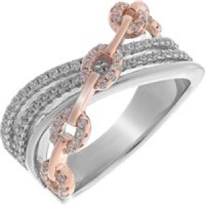 Orphelia WoMens 925 Sterling Silver Ring – Silver/Rose ZR-7281 – Silver & Rose Gold – Size M