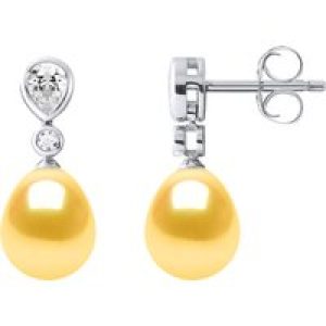 Diadema Womens Drop Earrings Jewelry Sweet Water Beads 7-8mm Golden Pears 925 – Gold Silver – One Size
