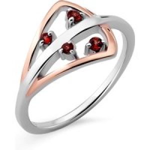 Orphelia WoMens 925 Sterling Silver Ring – Silver/Rose ZR-7496 – Silver & Rose Gold – Size O 1/2