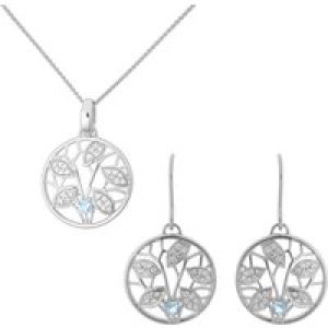 Orphelia ‘Oceane’ WoMens 925 Sterling Silver Set: Chain-Pendant + Earrings – SET-7090 – One Size