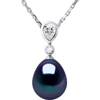 Diadema Womens DROP Necklace Freshwater Pearl Jewelry 9-10mm Black 925 Silver - One Size - Image 2
