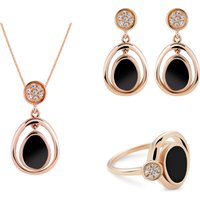 Orphelia 'Alda' WoMens 925 Sterling Silver Set: Necklace + Earrings + Ring - Rose SET-7470 - Size K - Image 2