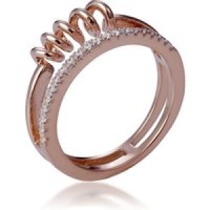 Orphelia Womens Ladies Embellished 925 Sterling Silver Ring – Rose Gold, Size: L – Size L
